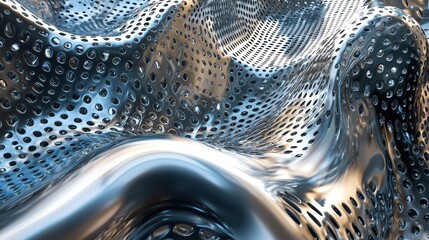 Wall Mural - Abstract metal background with intricate textures and reflective surfaces.