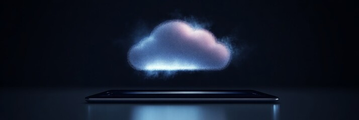 cloud computing concept: smartphone and digital cloud
