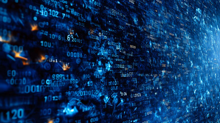 Abstract dark blue digital background. Big data digital code