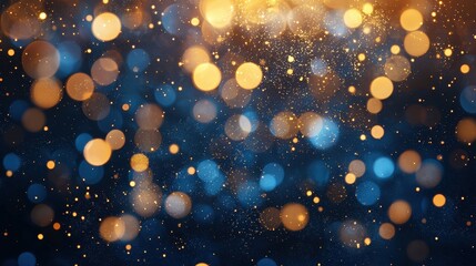 Wall Mural - Blue and gold abstract background with bokeh effects for New Year s Eve celebrations.