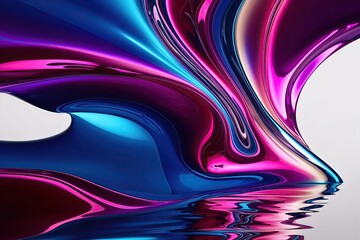 Three Dimensional Liquid Art with Smooth Colors and Reflective Textures