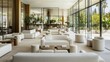 © GATE 22 - A large white room with many white couches and chairs