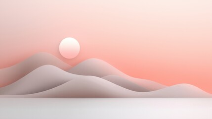 Wall Mural - A mountain range with a large sun in the sky