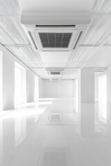 Poster - White room with AC units and reflective floor.