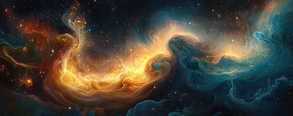 Wall Mural - Abstract interpretation of a galaxy, blending vivid colors and swirling patterns to create a dreamy effect.