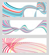 © HALINA YERMAKOVA - Wavy lines or ribbons. Set of 3 backgrounds. Multicolored striped gradient. Creative unusual background with abstract gradient wave lines to create a trendy banner, poster. vector eps