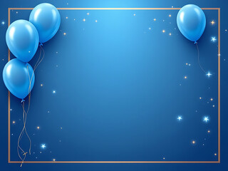 Wall Mural - elegant blue ballon and ribbon happy birthday celebration card banner template background