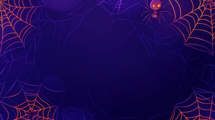 Halloween Background with Spider Web and Spider Silhouette