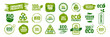 © Tata - Ecology, bio, organic logos and icon, label. Fresh eco vegetarian products, vegan label and healthy foods badges vector set