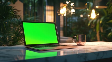 The Laptop with Green Screen