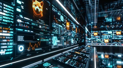Futuristic technology dashboard with digital data intelligence and information display  Concept of modern computing data science and business intelligence