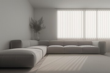 Wall Mural - White and gray minimalist living room