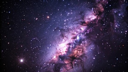 Wall Mural - purplish hue of nebula against starry background, night sky, space