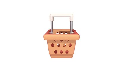 shopping basket 3d icon animation. shopping basket rotation