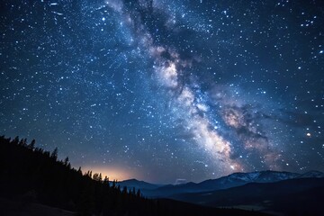 Wall Mural - the cosmos unfold as a tapestry of twinkling stars against a backdrop of deep indigo, stars, mysteri