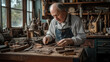 © sabyna75 - Dedicated restorer at workbench in workshop for craftsmanship and heritage preservation