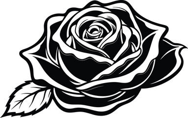 black and white rose vector illustration. 