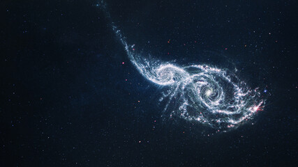 Wall Mural - two galaxies are merging together. amazing space galaxy, blue starry background. view from space to 