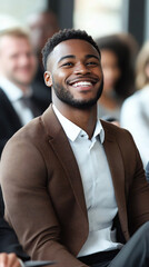 Poster - Happy african american manager at a business conference portrait