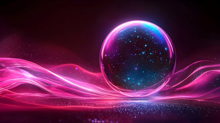 Wall Mural - cosmic sphere and glowing nebula, abstract, background, ball, blue, bright