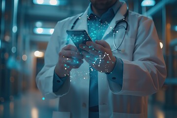 Smart Medical Doctor Working with Modern Computer Interface, Future Digital Engineering Healthcare Equipment Concept	