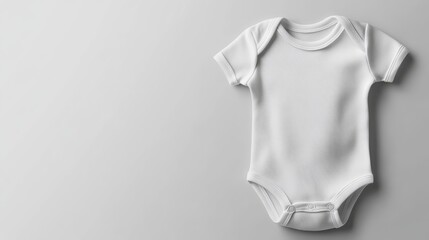 Blank Baby Bodysuit:  A clean and minimalist mockup of a white baby bodysuit, ready for your branding or design. Perfect for showcasing your clothing line.