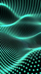 Wall Mural - a teal and black abstract background with dotted lines forming a wavy pattern