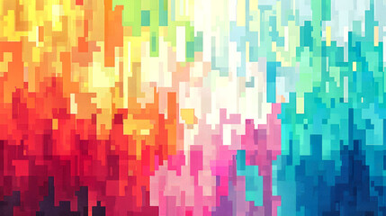 Canvas Print - Abstract colorful pixelated background with vibrant hues of red, orange, yellow, green, blue, and purple.