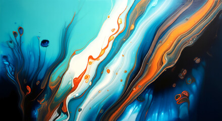 Merging abstract elements with a fluid, colorful backdrop or wallpaper.