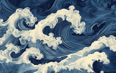 Wall Mural - The classical traditional Chinese element wave texture art background
