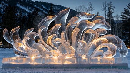 Wall Mural - A large sculpture made of ice and light