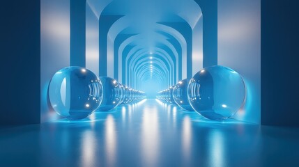 Wall Mural - gradient blue background with glowing light orbs, perfect for ethereal themes.