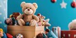 © CreativeSeven  - Charitable donation drive featuring overflowing toy box community center photography vibrant environment close-up view generosity concept