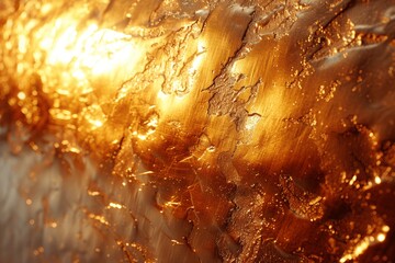 Wall Mural - Golden Shiny Foil Texture Background with Metallic Glass Effect for Luxury Design