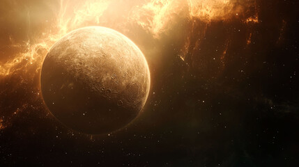 Wall Mural - Venus in space with clouds.