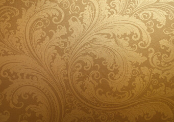 Wall Mural - Luxury gold wallpaper decorated with an elaborate floral pattern, emphasizing the sophistication of the space.	