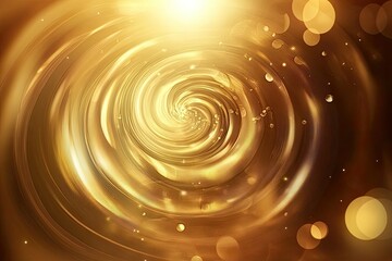 Canvas Print - golden abstract effect with light circle on brown background 