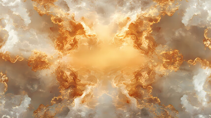 Wall Mural - Background of renaissance cloud sky painting tranquility: apricot, yellow & gold clouds - art. Baroque. Illustration