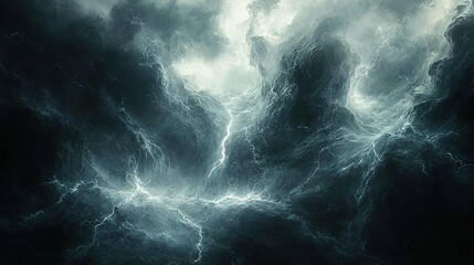 Wall Mural - Abstract Dark Cloud Formation with Lightning-Like Veins