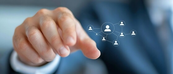 Wall Mural - portrait of professional business people connecting communicating and collaborating through digital 