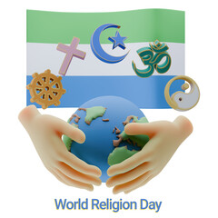 Wall Mural - Comely 3D renders of World Religion Day Written in Sierra Leone Languages