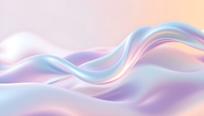 Leinwandbilder - Wavy Glass Shapes Background. 3d crystal glass liquid wave with refraction and holographic effect isolated on light background. Render transparent glass ribbon, fluid splash with gradient flying in mo
