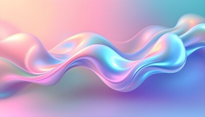 Aufkleber - 3d render of simple colorful ribbon in white background. Gradient glass effect, holographic style, fluid and organic shapes, light blue and purple color scheme, shiny metal surface. 3d wave background