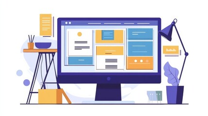 Wall Mural - website designer creative planning application development draft sketch drawing template layout fram