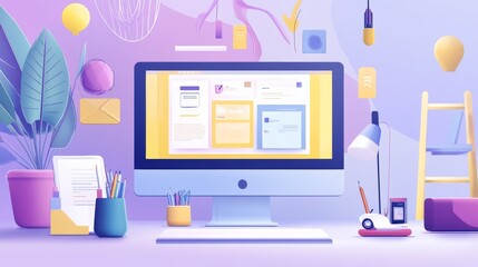 Wall Mural - website designer creative planning application development draft sketch drawing template layout fram