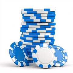 Wall Mural - 2408_032.A simple vector icon illustration depicting of blue chip casino chips forming  tower, representing  stable investments, at center for a website isolated white background