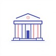 © Chaikit - 2408_091.A simple vector icon illustration depicting of central bank headquarters model forming  control tower, representing  monetary policy, at center for a website isolated white background