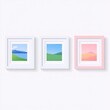 © Chaikit - 2408_034.A simple vector icon illustration depicting of framed painting forming  gallery wall, representing  collectible assets, at center for a website isolated white background