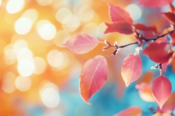 Wall Mural - Close-up of delicate pink leaves with a soft focus background.