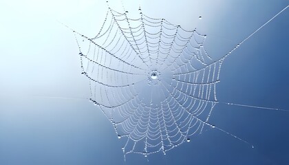 Natural macro shot. Macro of dew on spider web, glistening detail, natural light, 3D illustration.